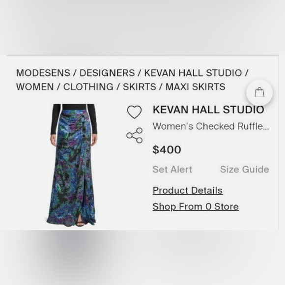 NWT Kevan Hall Floral Maxi Skirt - Black and Blue - Picture 2 of 4